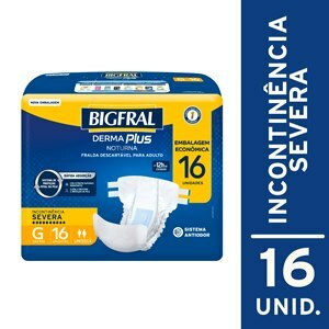 FRALDA GERIÁTRICA  BIGFRAL DERMA PLUS NOTURNA ECONÔMICA G 16 UNIDADES