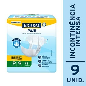 FRALDA GERIÁTRICA BIGFRAL PLUS REGULAR P 9 UNIDADES