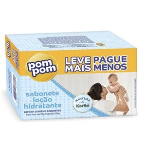 SABONETE INFANTIL POMPOM MANTEIGA DE KARITÉ 70G KIT 5 UNIDADES