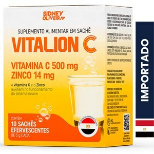 Vitalion C 500Mg E Zinco 14Mg 10 Sachês Efervescentes Importado Sidney Oliveira
