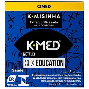 PRESERVATIVO EXTRA LUBRIFICADO K-MED K-MISINHA 3 UNIDADES
