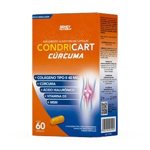 COLÁGENO TIPO II + CÚRCUMA + ÁCIDO HIALURÔNICO + VITAMINA D3 + MSM CONDRICART CÚRCUMA 60 CÁPSULAS SIDNEY OLIVEIRA