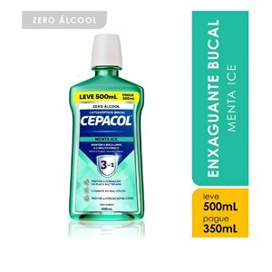 ENXAGUATÓRIO BUCAL CEPACOL SEM ÁCOOL MENTA ICE LEVE 500ML PAGUE 350ML