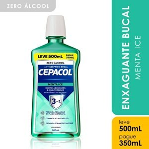 ENXAGUATÓRIO BUCAL CEPACOL SEM ÁCOOL MENTA ICE LEVE 500ML PAGUE 350ML