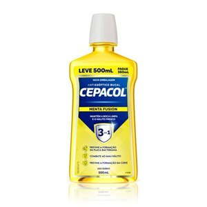 ENXAGUATÓRIO BUCAL CEPACOL MENTA FUSION LEVE 500ML PAGUE 350ML