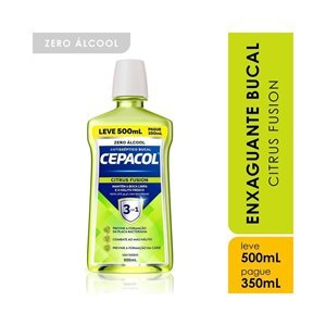 ENXAGUATÓRIO BUCAL CEPACOL SEM ÁLCOOL CITRUS FUSION LEVE 500ML PAGUE 350ML