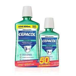 ENXAGUATÓRIO BUCAL CAPACOL SEM ÁLCOOL MENTA ICE 500ML + 250ML