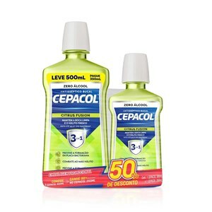 ENXAGUATÓRIO BUCAL CEPACOL SEM ÁLCOOL CITRUS FUSION 500ML + 250ML