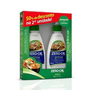 ADOÇANTE ZERO-CAL STEVIA 80ML 50% DE DESCONTO NA 2 UNIDADE