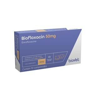 ANTIBIÓTICO BIOFLOXACIN 50MG 10 COMPRIMIDOS PARA CÃES E GATOS 