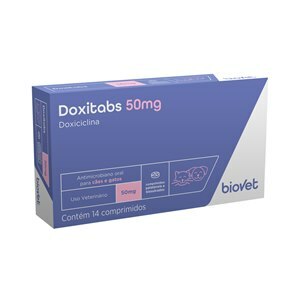 ANTIBIÓTICO DOXITABS 50MG 14 COMPRIMIDOS CÃES E GATOS