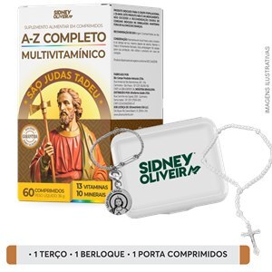 A-Z Completo Multivitamínico São Judas Tadeu 60 Comprimidos Sidney Oliveira Brindes Especiais