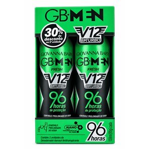 Pack Giovanna Baby Men Desodorante Antitranspirante Aerosol Fresh V12 Bi Turbo 96h 150ml 30% Na Segunda Unidade