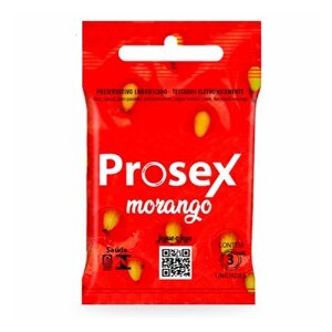 PRESERVATIVO PROSEX SABOR MORANGO 3 UNIDADES