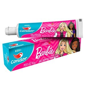 GEL DENTAL CONDOR KIDS BARBIE SABOR MORANGO COM FLÚOR 50G