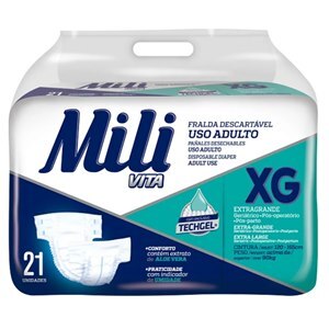 Fralda Descartável Adulto Mili Vita Xg - 21 Unidades   