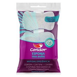 ESPONJA PARA BANHO CONDOR LEVE 3 PAGUE 2 CORES SORTIDAS