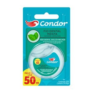 FIO DENTAL CONDOR SABOR MENTA LEVE 50 PAGUE 25 METROS