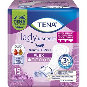 PROTETOR DIÁRIO PARA INCONTINÊNCIA URINÁRIA TENA LADY DISCREET FLEX 15 UNIDADES