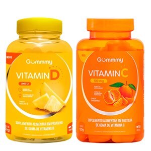 COMPRE 1 GUMMY VITAMINA C SABOR TANGERINA GANHE 1 VITAMINA D 2000UI SABOR ABACAXI 30 GOMAS 