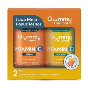 Gummy Vitamin D 2000Ui Sabor Tangerina + Vitamin C 100Mg Sabor Abacaxi 60 Gomas Leve Mais Pague Menos
