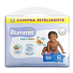 FRALDA BUMMIS PREMIUM TUBOS HIPER G 60 UNIDADES