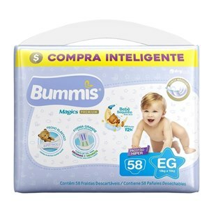FRALDA BUMMIS PREMIUM TUBOS HIPER EG 58 UNIDADES