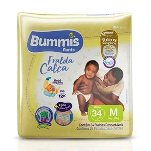 FRALDA CALÇA BUMMIS PANTS TUBOS MEGA M 34 UNIDADES