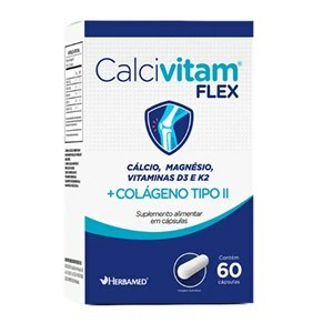 COLÁGENO II + CÁLCIO + MAGNÉSIO + VITAMINAS D3 + K2 CALCIVITAM FLEX 60 CÁPSULAS