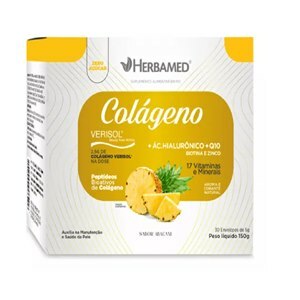 COLÁGENO VERISOL + ÁCIDO HIALURÔNICO + Q10 + 17 VITAMINAS E MINERAIS ABACAXI 5G 30 SACHÊS