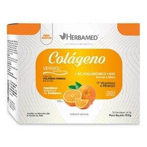 COLÁGENO VERISOL + ÁCIDO HIALURÔNICO + Q10 + 17 VITAMINAS E MINERAIS LARANJA 5G 30 SACHÊS