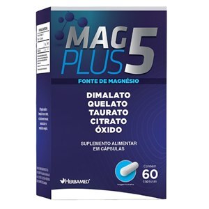 MAGNÉSIO + DIMALATO + TAURATO + QUELATO + CITRATO + ÓXIDO - MAG PLUS 5 60 CÁPSULAS