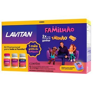 LAVITAN KIT FAMILHÃO A-Z+MULHER 60 COMPRIMIDOS + A-Z ORIGINAL 60 COMPRIMIDOS + MELATONINA MARACUJÁ 30 COMPRIMIDOS MASTIGÁVEIS