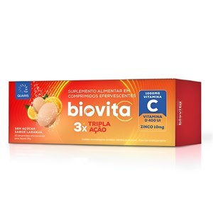 VITAMINA C + D + ZINCO - BIOVITA C TRIPLA AÇÃO 10 COMPRIMIDOS EFERVESCENTES