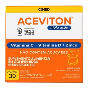 Vitamina C - Aceviton Tripla Ação Laranja 30 Comprimidos Efervescentes