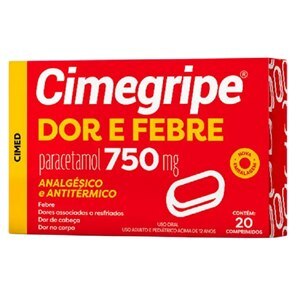 Cimegripe Dor E Febre Paracetamol 750Mg 20 Comprimidos
