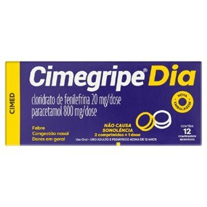 PARACETAMOL + FENILEFRINA - CIMEGRIPE DIA12 COMPRIMIDOS