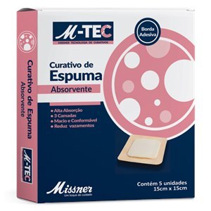 CURATIVO M-TEC ESPUMA ABSORVENTE SILICONE COM BORDA MISSNER 15CM x 15CM