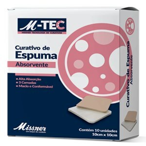 CURATIVO M-TEC ESPUMA ABSORVENTE SILICONE SEM BORDA MISSNER 10CM x 10CM