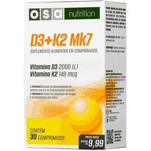 VITAMINA D3 2000UI + K2 149MCG 30 COMPRIMIDOS OSA NUTRITION 