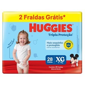 FRALDA HUGGIES TRIPLA PROTEÇÃO MEGUINHA XG LEVE 28 PAGUE 26 UNIDADES