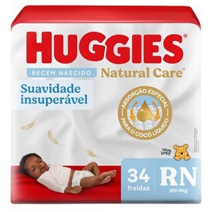 FRALDA HUGGIES NATURAL CARE RN MEGA 34 UNIDADES