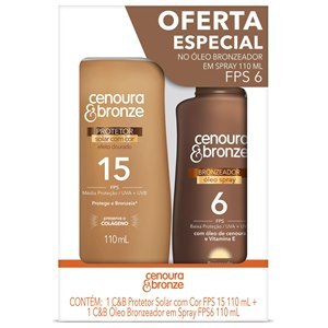 PROTETOR SOLAR CENOURA & BRONZE FPS15 110ML + ÓLEO BRONZEADOR FPS6 110ML