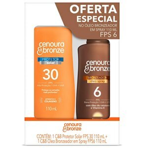 PROTETOR SOLAR CENOURA & BRONZE FPS30 110ML + ÓLEO BRONZEADOR FPS6 110ML