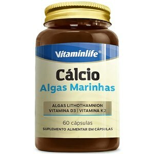 CÁLCIO DE ALGAS MARINHAS + VITAMINA D3 + K2 VITAMINLIFE 60 CÁPSULAS