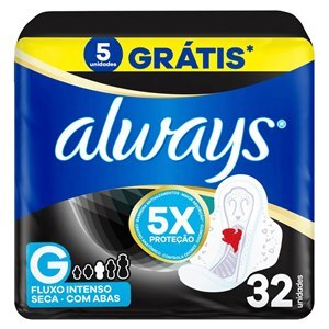 Absorvente Always Noites Tranquilas Cobertura Suave Tamanho G Com Abas 32 Unidades