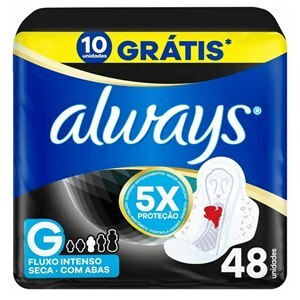 Absorvente Always Noturno Cobertura Seca Tamanho G Com Abas Leve 48 E Pague 38 Unidades