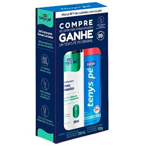 COMPRE 1 GEL EM CREME TENIS PÉ PARA PERNAS CANSADAS 250ML E GANHE 1 TALCO TENIS PÉ ORIGINAL 100G 