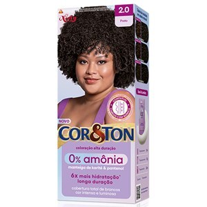 TINTURA COR&amp;TON 0% AMÔNIA 2.0 PRETO