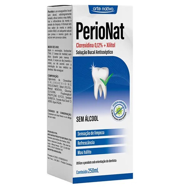 ENXAGUANTE ANTISSÉPTICO BUCAL PERIONAT CLOREXIDINA + XILITOL SEM ÁLCOOL 250ML